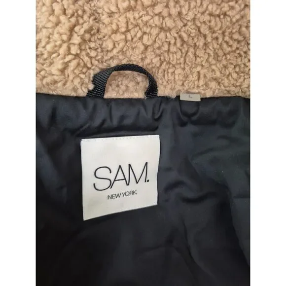 SAM. Women's Camel Denver Faux Shearling Jacket Size Large - Picture 5 of 6